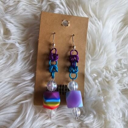 Blue and Purple d12 Earrings